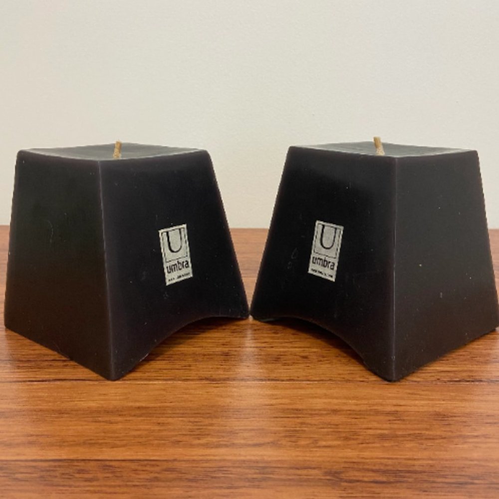 Umbra Purple/Eggplant Large Block Candles ~ Set of 2